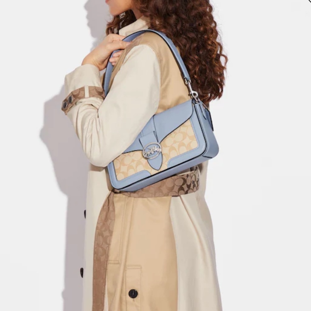 COACH Georgie Shoulder Bag In Signat Canvas COLOR
Silver/Light Khaki/Marble Blue - Picture 3 of 16